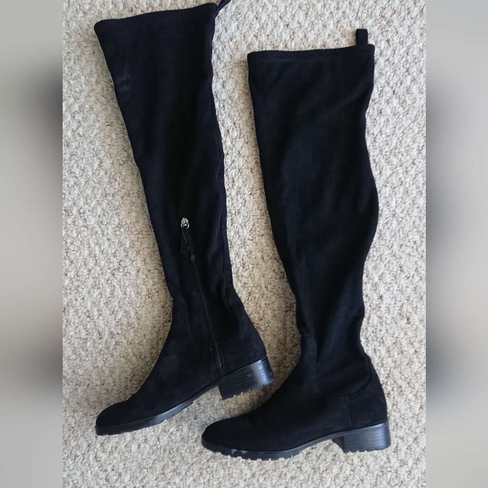Zara Basic Collection Black faux suede Over-the-Knee Boots size 6.5